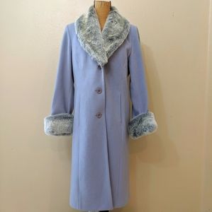 Terry Lewis Purple Wool Coat Fur Trim